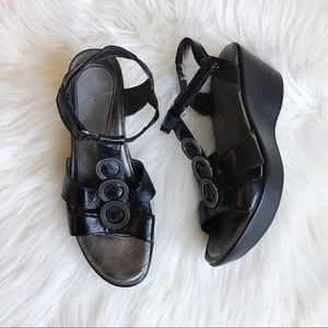 NAOT black leather wedge sandals 40 EU 9 US